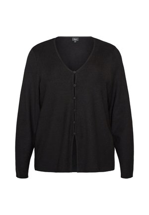 Zizzi, STRICKJACKE AUS FEINSTRICK MIT STOFFBEZOGENEN KNÖPFEN - Ζακέτα - schwarz