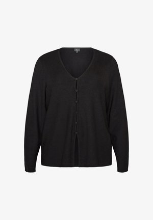 Zizzi, STRICKJACKE AUS FEINSTRICK MIT STOFFBEZOGENEN KNÖPFEN - Ζακέτα - schwarz