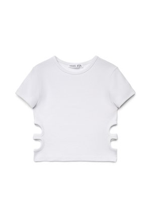 CROP CON CUT-OUT - T-shirt con stampa - bianco ottico