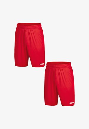 Rote Sportshorts aus leichtem Material, mit elastischem Bund und weißem "JAKO"-Logo auf der linken unteren Seite.
