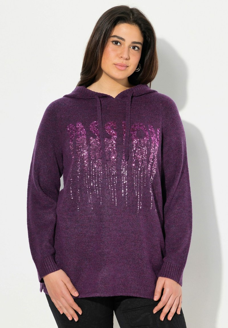 Ulla Popken SEQUINED LONG SLEEVE - Felpa con cappuccio - violet