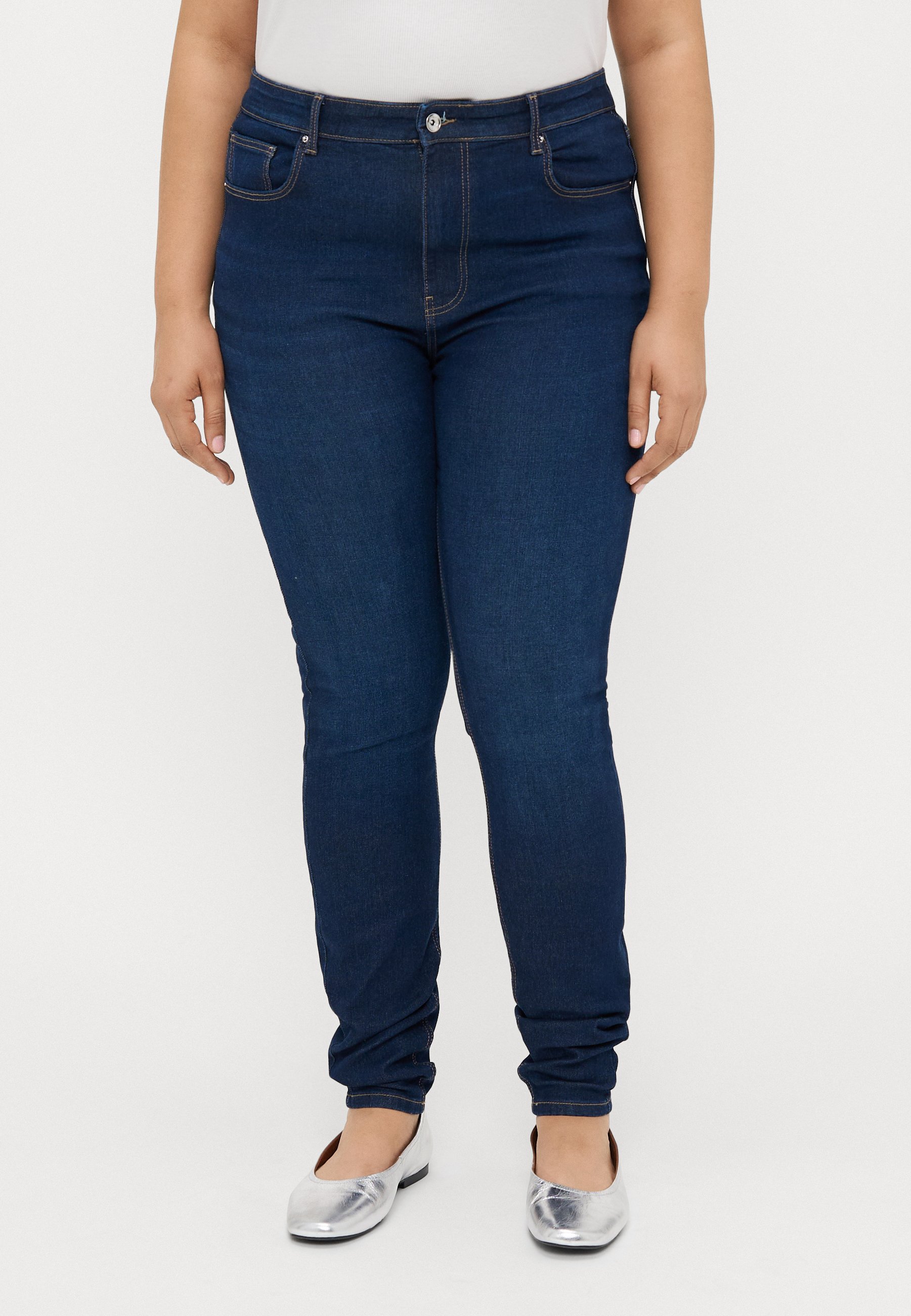 Only Carmakoma Damesjeans, donkerblauw (dark blue denim), 48W x 32L