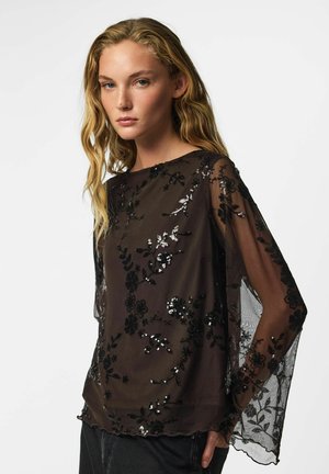 Pieces, LONG SLEEVED TOP PCEVITA SEQUIN - Blusa - wren