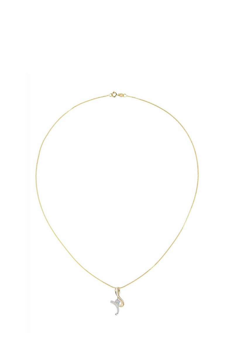 Kullast kaelakee õhukese kettaga ja detailselt töödeldud hõbedast ripats kõvera, madu sarnase kujuga, kaunistatud väikeste vääriskividega.