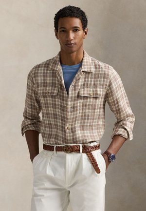 LONG SLEEVE SPORT SHIRT - Ing - khaki/blue