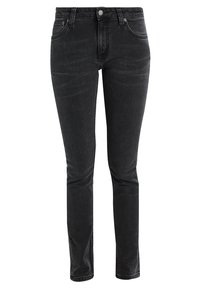 Svarta jeans i denim med slim fit, med en standard femfickdesign, knappstängning och lätt blekning på tyget.