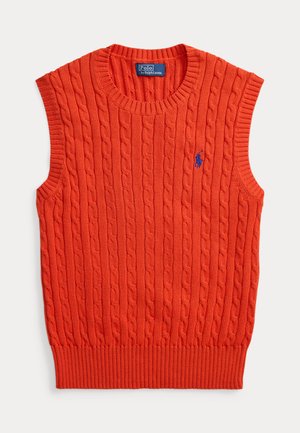 CABLE-KNIT COTTON SWEATER VEST - Džemperis - orangey red