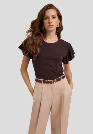 CON MANICHE A VOLANT - T-shirt imprimé - marrone