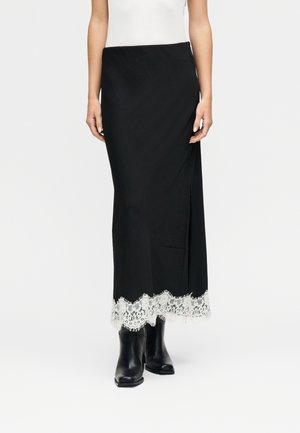 TRIM MIDI SKIRT - sukňa v tvare A - true black
