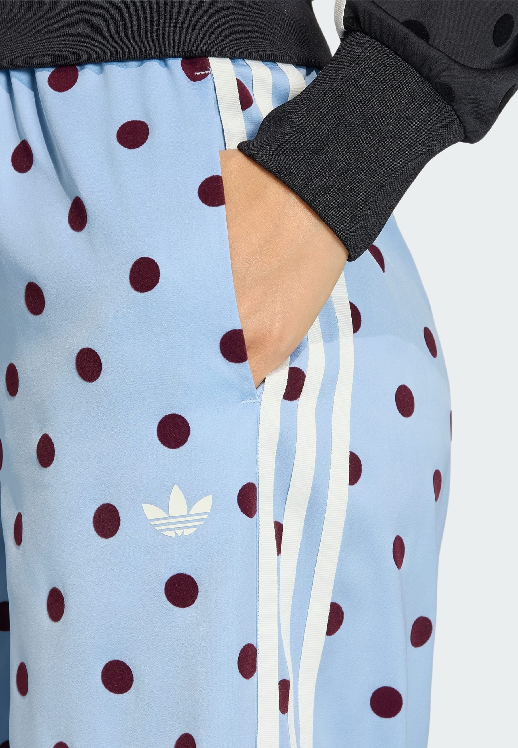 adidas Originals POLKA DOT WIDE LEG PANTS - Trousers - clear sky