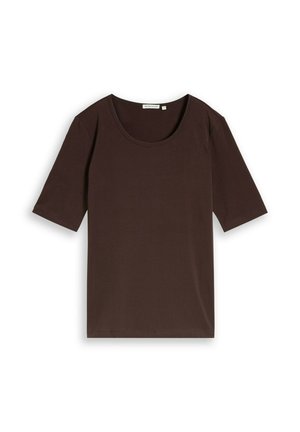 TOM TAILOR, TOM TAILOR T-SHIRT BASIC T-SHIRT MIT RUNDHALSAUSSCHNITT - Základné tričko - java dark brown