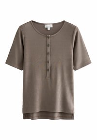 SHORT SLEEVE PREMIUM HENLEY  REGULAR FIT - Paprasti marškinėliai - mink brown
