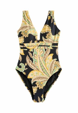PLUNGE TUMMY CONTROL - Badeanzug - black/green paisley