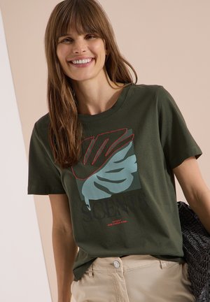 Cecil, T-SHIRT MIT RUNDHALS UND FRONTPRINT - Triko s potiskem - khaki