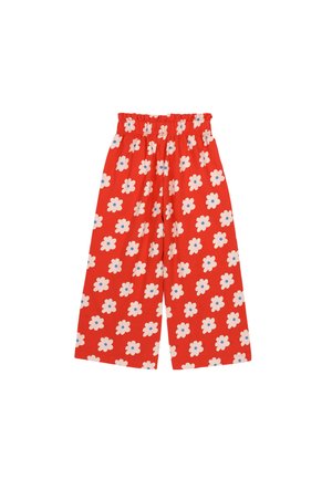 FLORAL WIDE PANTS - Trousers - red