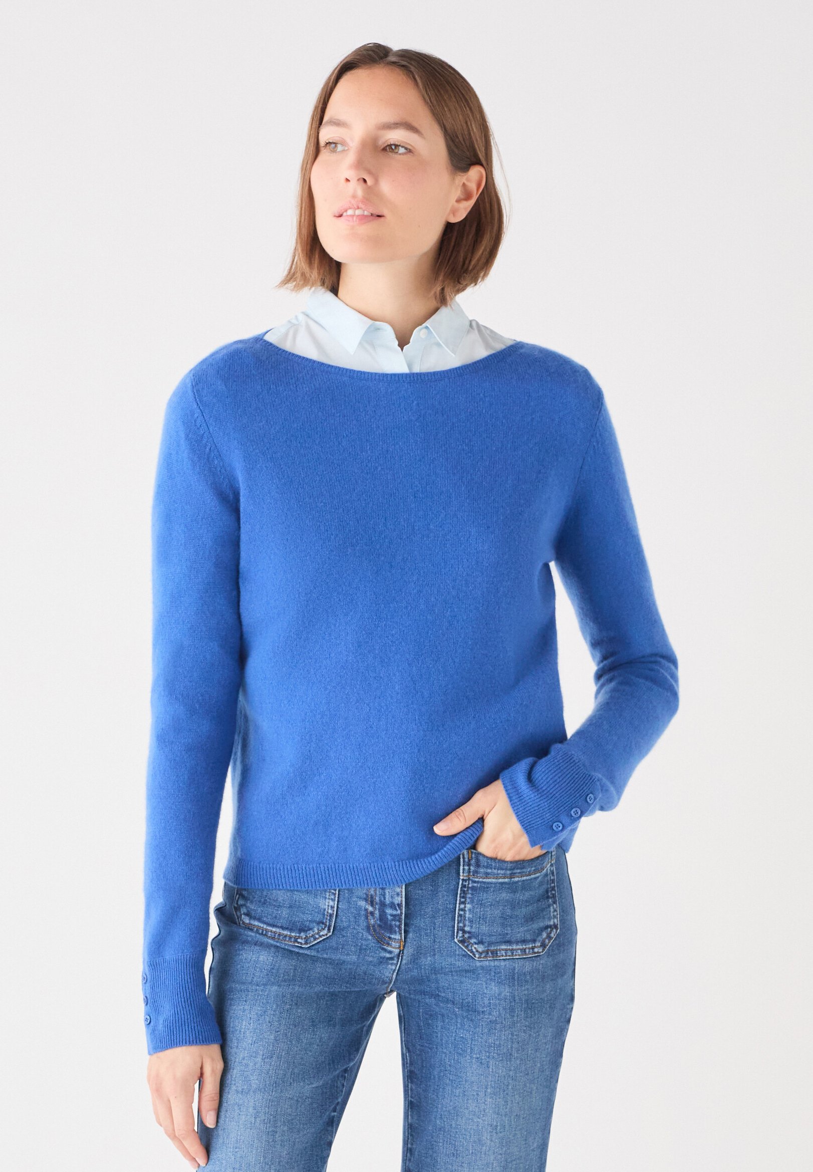 Pull Caroll Femme Taille 40/L - Coton, écru, Motif Carreaux, Occasion En Très Bon état
