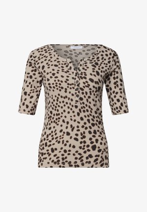 Street One Studio, T-SHIRT MIT SPLIT NECK UND LEO-MUSTER - Print T-shirt - black