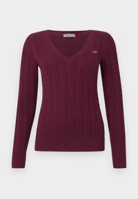 ICON V NECK  - Stickad tröja - dark red