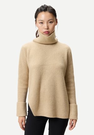 WITH DETACHABLE COLLAR - Strickpullover - beige