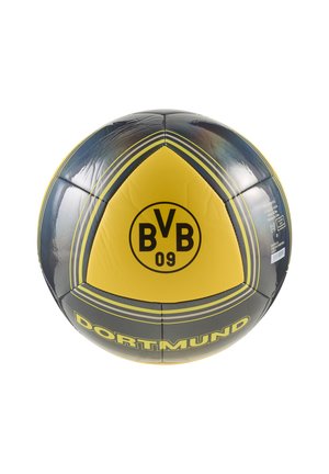 Balón de fútbol amarillo y negro con un logo BVB 09 y el texto "Dortmund", representando al club de fútbol Borussia Dortmund.