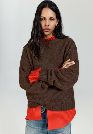 PULL&BEAR, BASIC KNIT - JUMPER - Pullover - brown