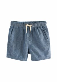Denim-Shorts mit elastischem Bund und Kordelzug. Mit Seitentaschen und mittellanger Beinlänge in einem mittleren Blauton.