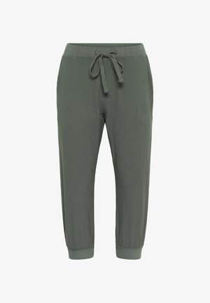 Pantaloni jogger verdi realizzati in tessuto morbido, con vita regolabile con cordino, tasche laterali e polsini a fondo gamba affusolati.