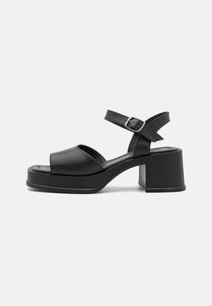 LEATHER - Sandalen met plateauzool - black