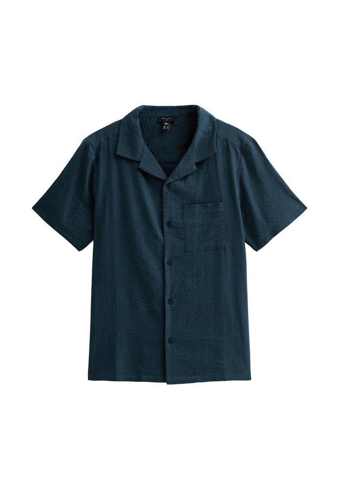New Look SEERSUCKER SHORT SLEEVE - Shirt - navy/dark blue