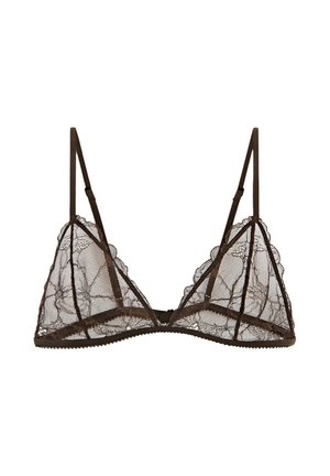 Massimo Dutti, SCALLOPED LACE TRIANGLE BRA - Triangel BH - dark brown
