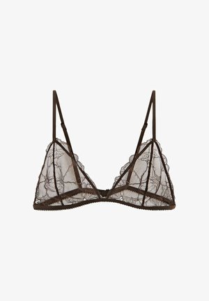 Massimo Dutti, Ramie flowing shirt with pocket - Soutien-gorge triangle - dark brown