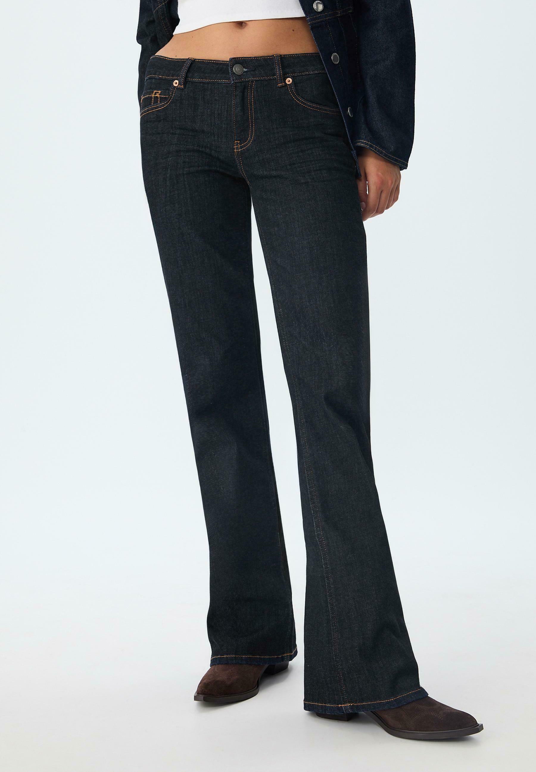 Femmes Pantalon Jeans Bootcut Pattes D'Éléphant Stretch Ausgefranst Rivet Risse