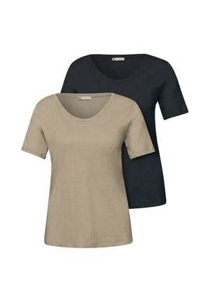 Street One BASIC T-SHIRTS IM 2ER-PACK - T-Shirt basic - shadowed navy/timeless beige