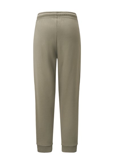 Khaki sweatsuits van zachte stof, met een elastische tailleband en geribde boorden bij de enkels voor een getailleerde pasvorm.