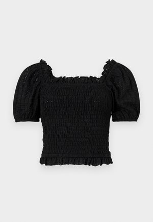 Gina Tricot, PUFF SLEEVE FRILL - Top - black