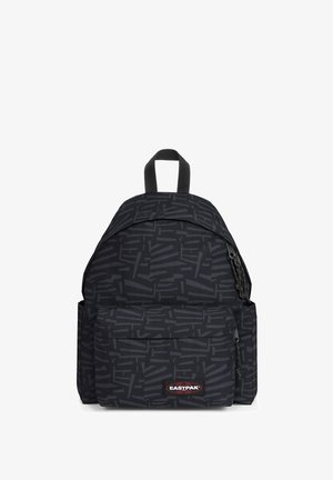 Zaino nero a motivi con scomparto principale con zip, tasca frontale, spallacci imbottiti e maniglia superiore per il trasporto.