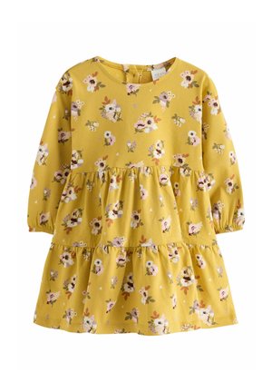 Next, REGULAR FIT - LONG SLEEVE TIERED DRESS . - Džersejové šaty - ochre yellow floral