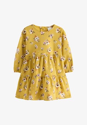 Next, REGULAR FIT - LONG SLEEVE TIERED DRESS . - Jerseykjole - ochre yellow floral