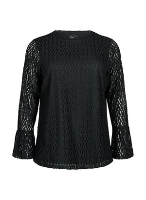 MIT SPITZENSAUM UND GERÜSCHTEN ÄRMELN - Bluse - black