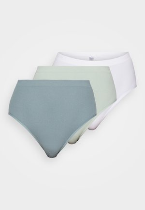 HIGH WAIST RIBBED BRIEFS 3 PACK - Trumpikės - green/white