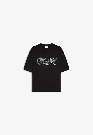 Bershka, GRAFITTI BOXY - TSHIRT - Print T-shirt - black