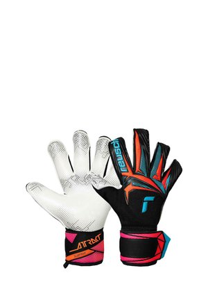 ATTRAKT ADVANCE EVOLUTION GLUEPRINT - Goalkeeping gloves - blck/aqua blu/shock orng