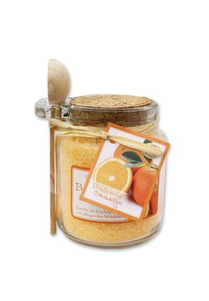 BADESALZ ORANGE IM GLAS MIT HOLZLÖFFEL 300 G - Bubble bath & soak - orange