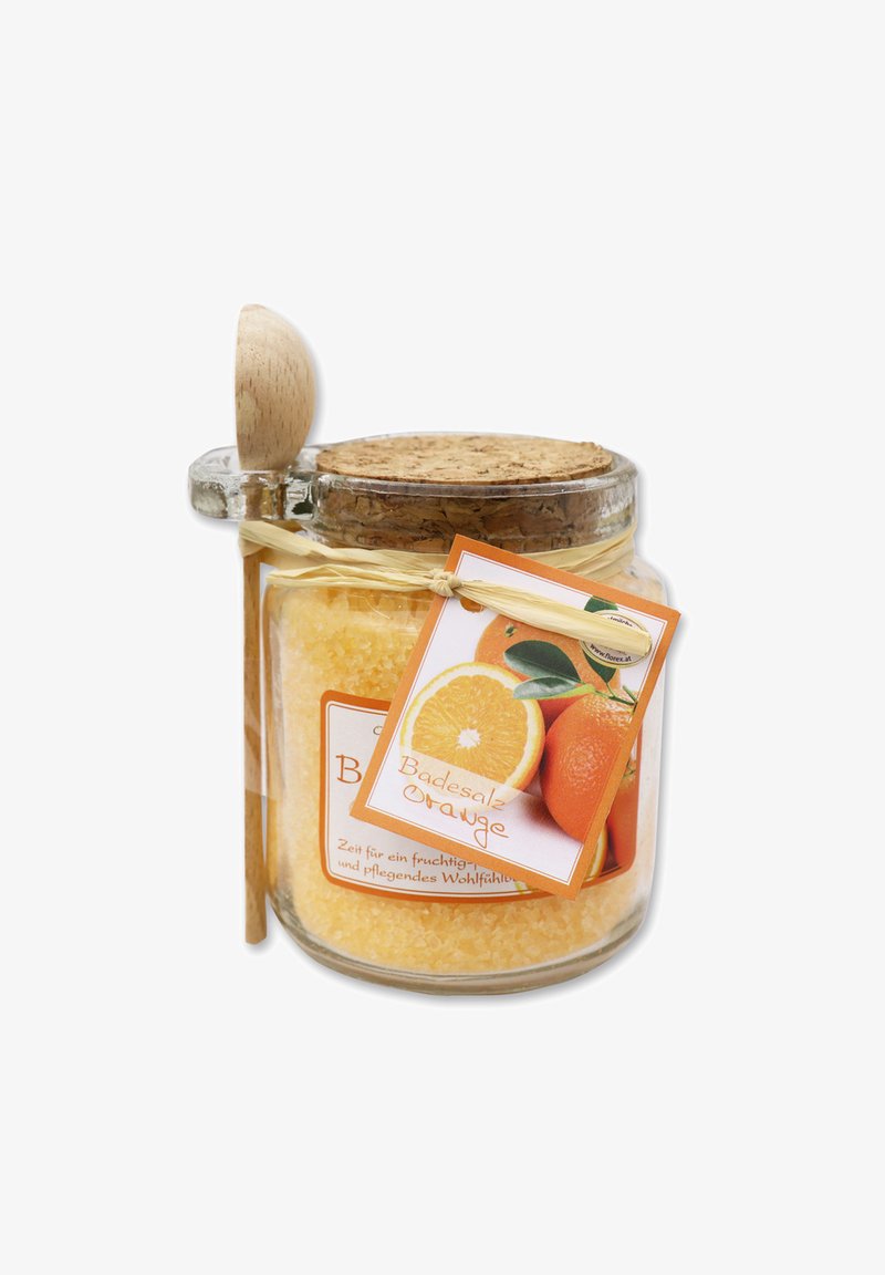 Florex BADESALZ ORANGE IM GLAS MIT HOLZLÖFFEL 300 G - Bubble bath & soak - orange