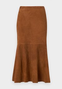 ELSIE - Leather skirt - tobacco