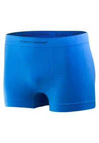 Boxer da uomo blu realizzati in tessuto morbido, con un ampio elastico in vita che riporta il nome del marchio e la taglia, progettati per una vestibilità aderente.