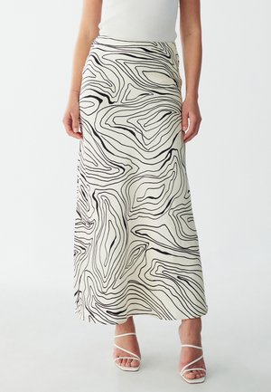 PEGGY MAXI - Falda acampanada - white geo