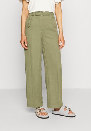 VILA Petite VIWILDA MAE DETAIL WIDE PANTS - Calças - four leaf clover