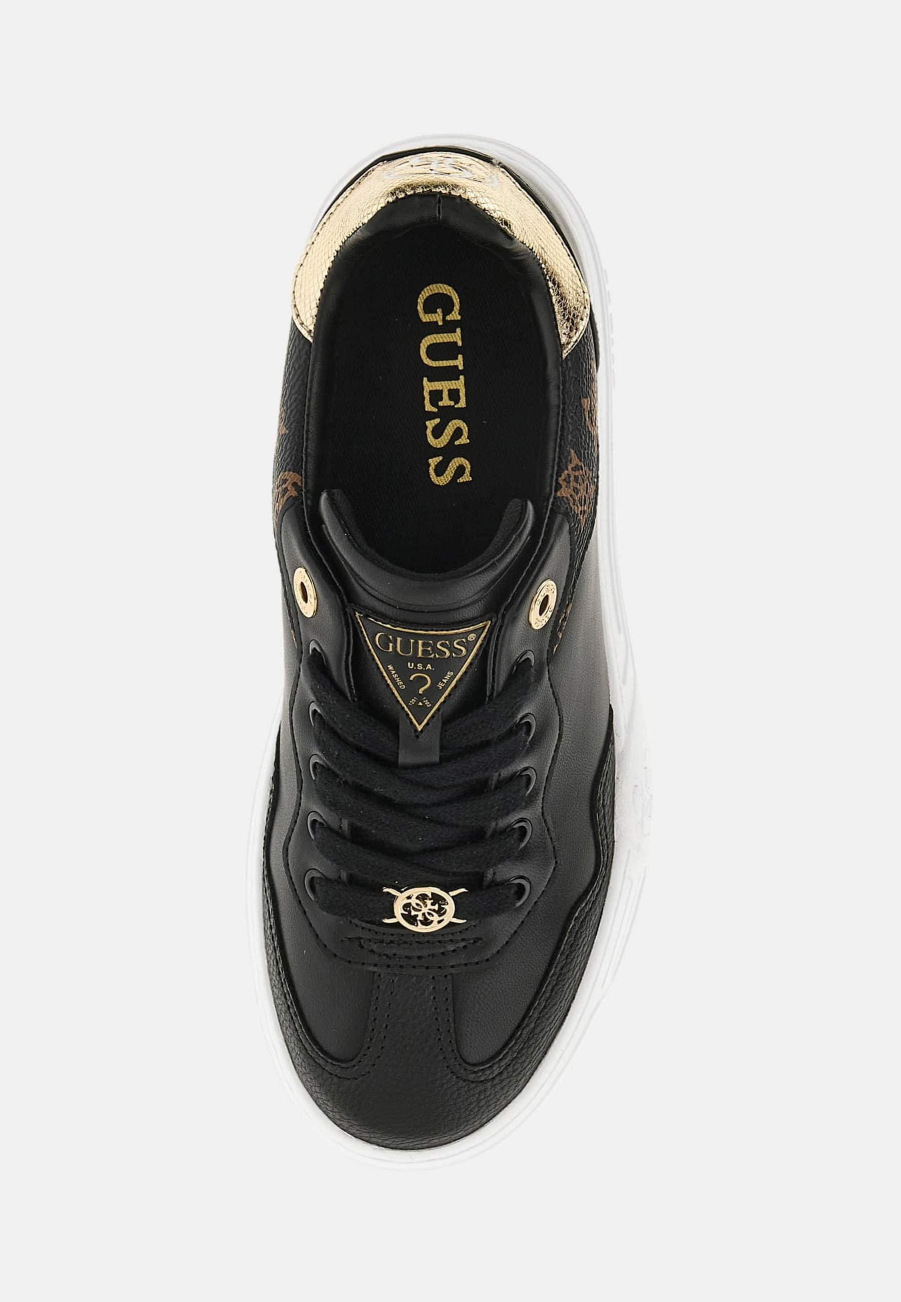 guess sneakers black and gold