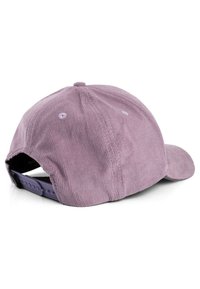 Purple corduroy cap with a curved brim, stitched detailing, and an adjustable snapback closure. Features ventilation holes on the upper.